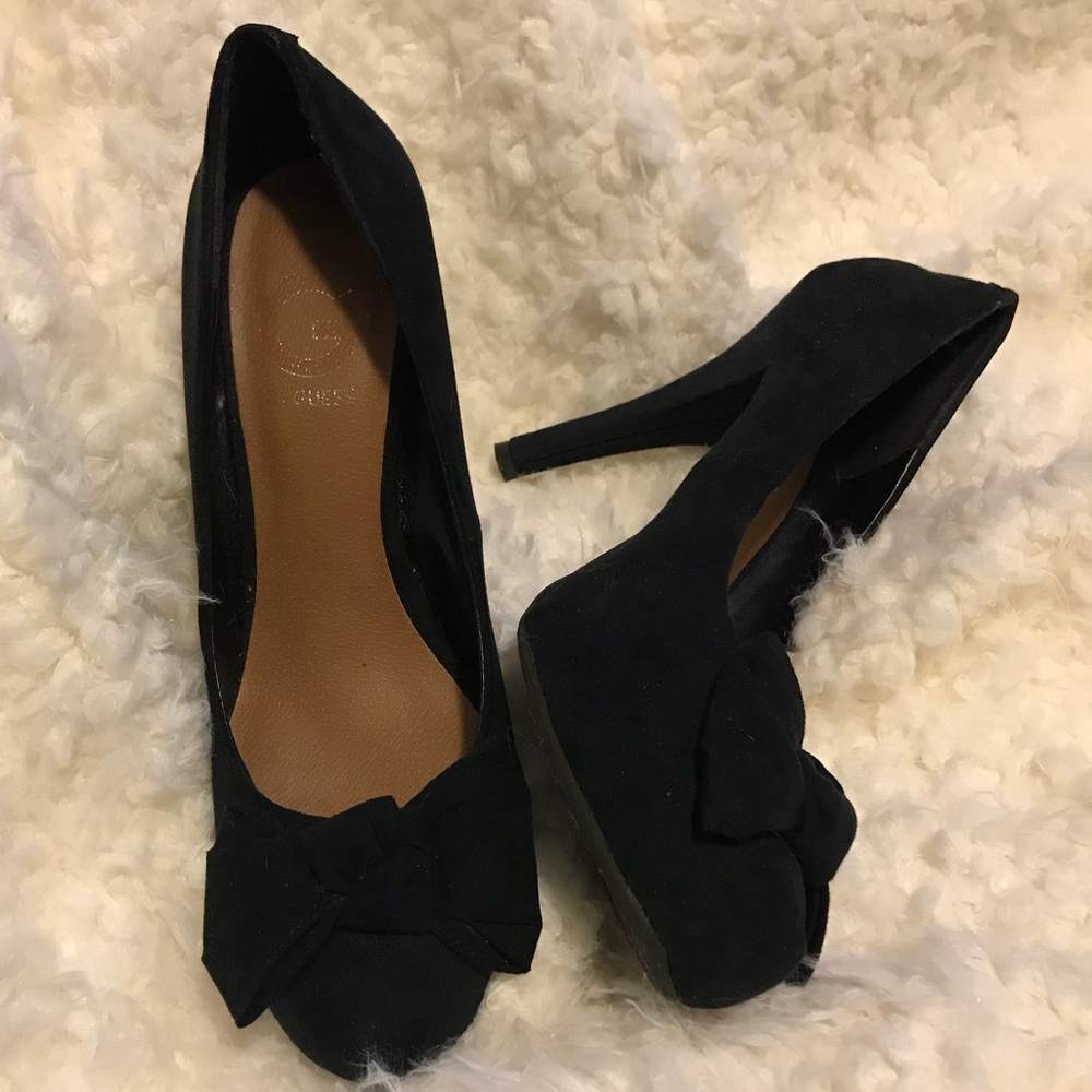 G by Guess Black Suede Platform Heels